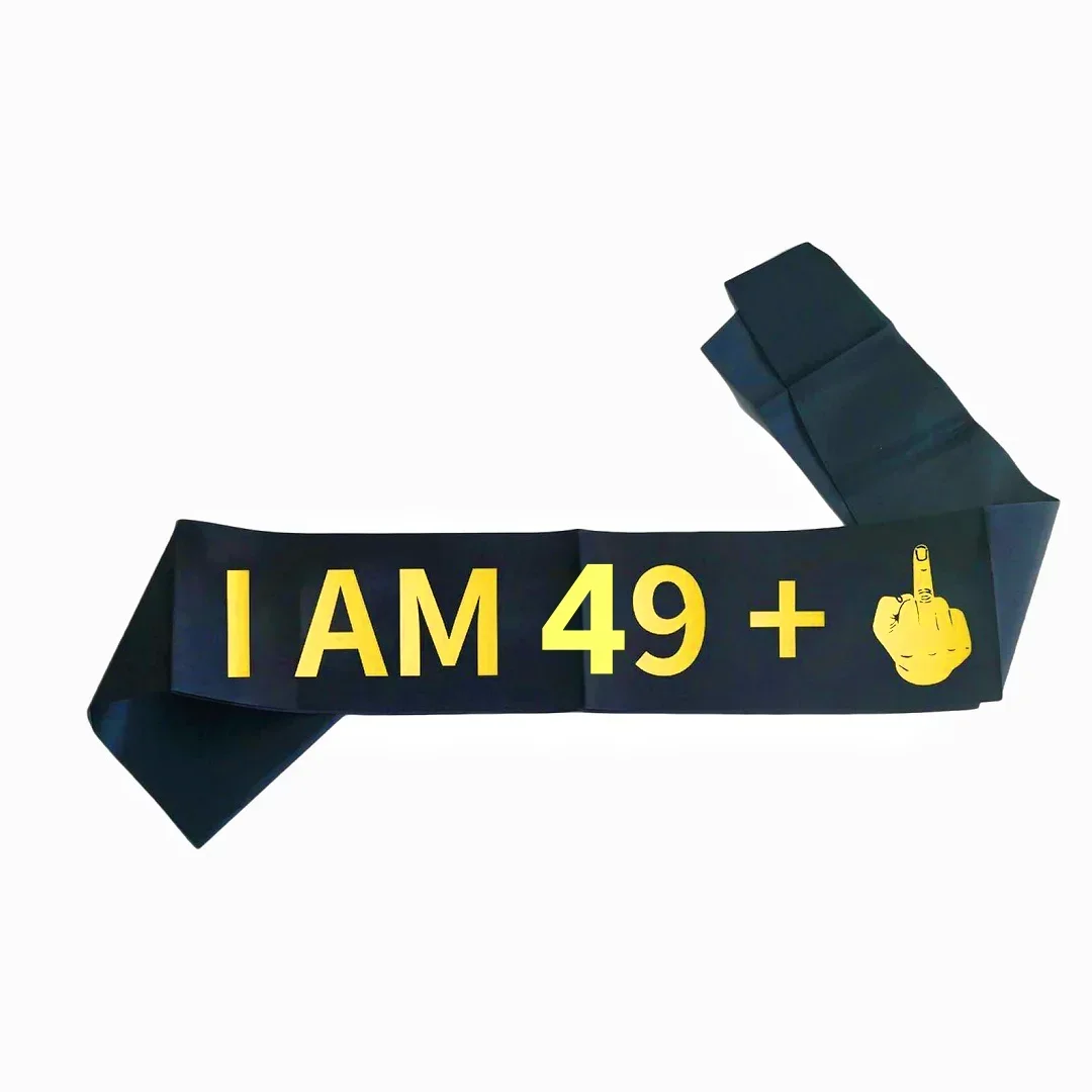 �I AM?+1“-Schärpe, lustige Geburtstagsschärpe für Männer und Frauen, Geburtstagsgeschenke, Partydekorationen, schwarze Schärpe mit goldglitzerndem Schriftzug – Detail 7