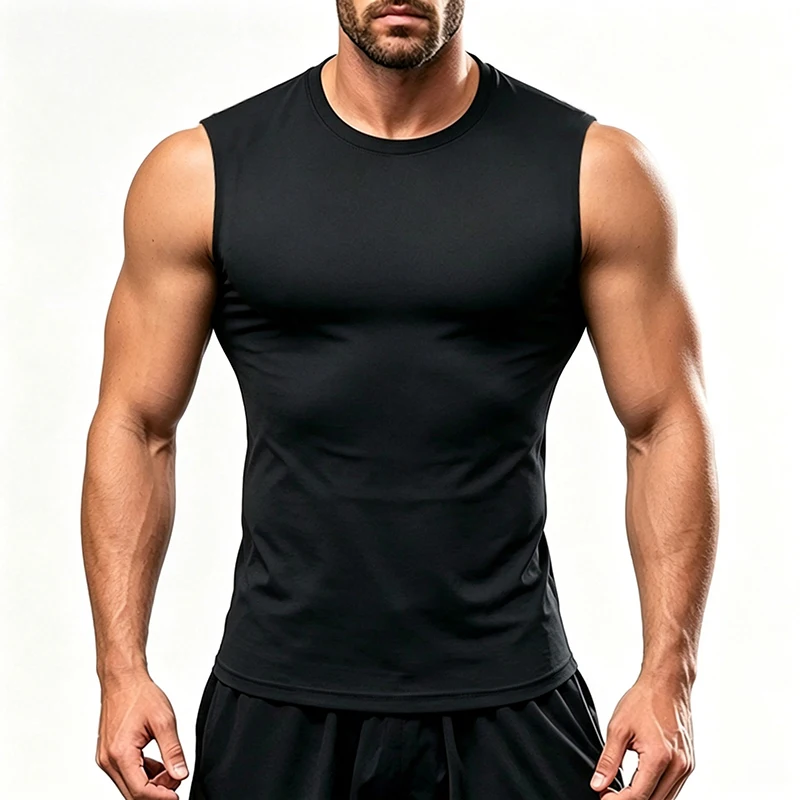 Men's Quick Dry Compression Tank Tops Gym Sleeveless T Shirts Breathable Sportswear Fitness Muscle Tops For Workout Training