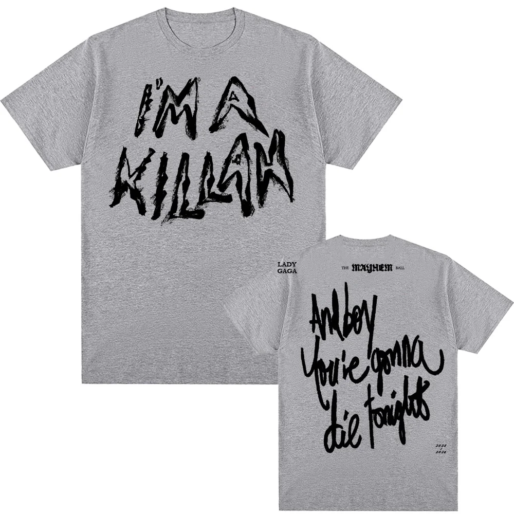 أنا كيل الله انقطاع تي شيرت ليدي غاغا الصيف جودة عالية مريحة تي شيرت الرسم الطباعة الجرافيك الجولة الرقبة عادية ريترو التي شيرت