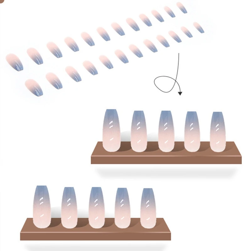 가짜 손톱 팁 매니큐어 살롱 용품, DIY 그라데이션 컬러 접착제, 24 개