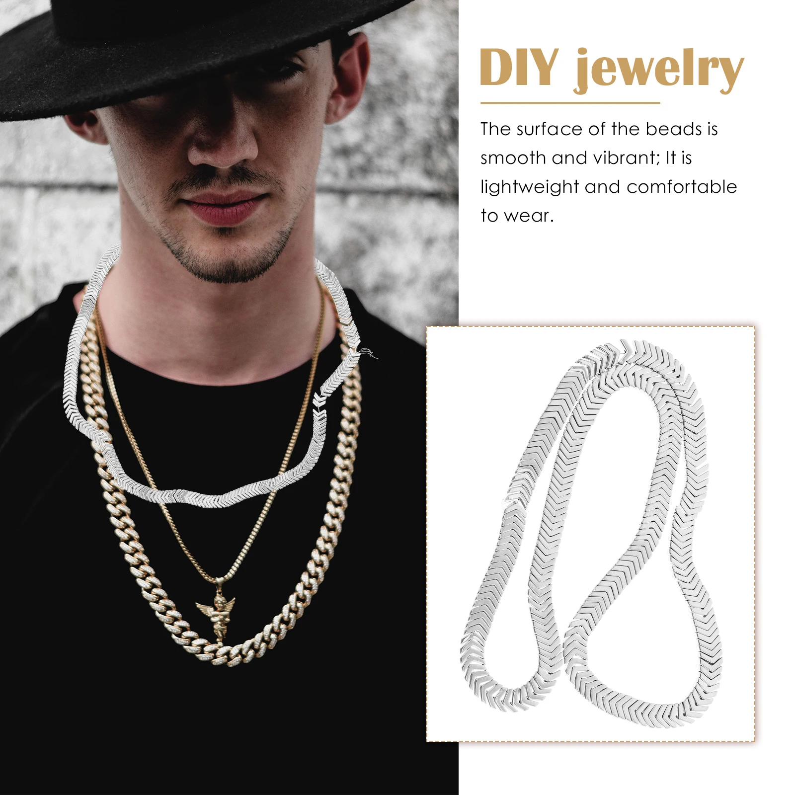 

1 Strip Of Arrow-Head Shape Obsidian Spacer Beads Diy Jewelry Making Craft Bracelet Necklace Charm Gift Beads For Diy