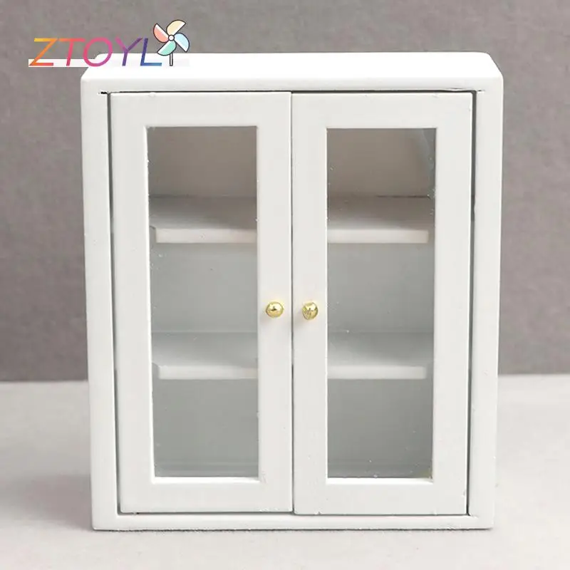 1:12 Dollhouse Miniature White Wall Cabinet Hanging Storage Organizer Cupboard House Furniture Decor Toy