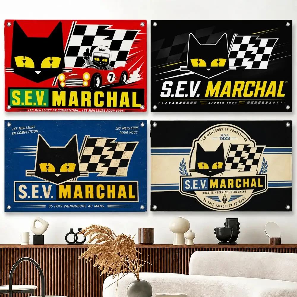 Pattern Sev Marchal Black Cat Flags flag Suitable For Party Club Outdoor Interior Wall Decoration Banner Fans Gift
