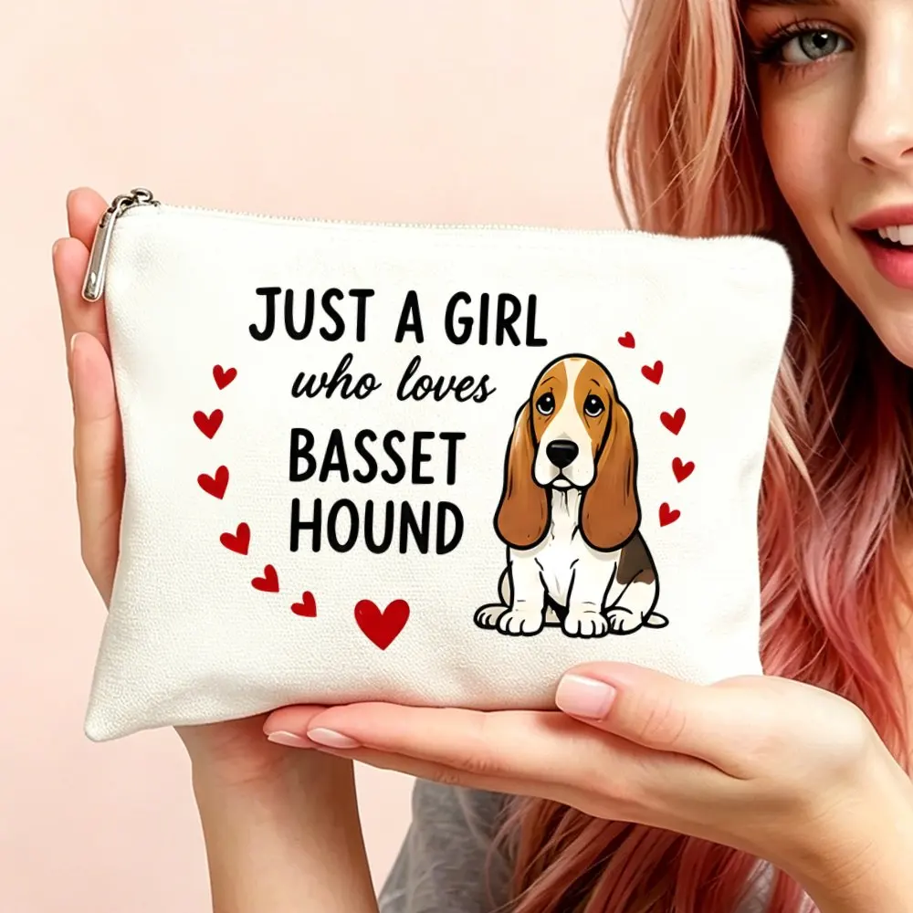 Makeup Cosmetic Bag and Toiletry Pouch Versatile Use Gift Bags for Women Basset Hound Lover Cosmetic Bag for Mom Daughters