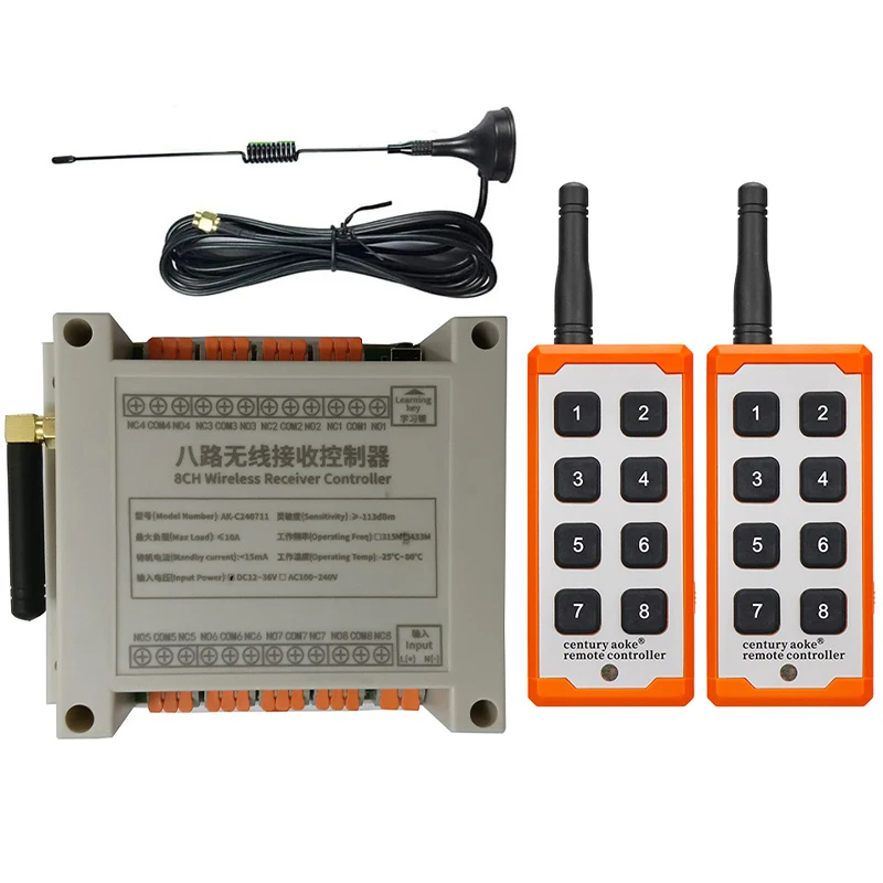 

433 МГц 1000 м промышленный AC 110 В 220 В 8CH RF беспроводной пульт дистанционного управления верхний дорожный кран система приемник присоски антенна