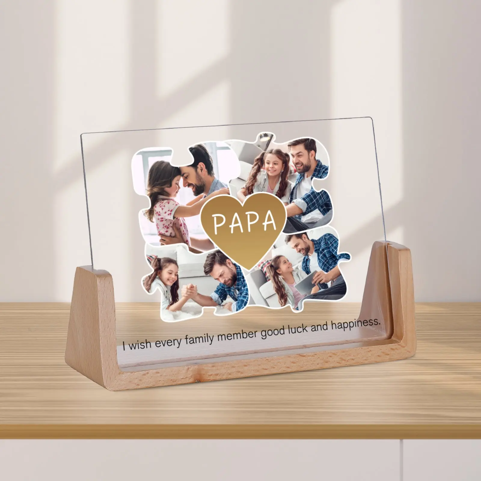 Personalized Father's Day Gift Acrylic Picture Frame Printed Photos Gifts for Dad Papa Grandpa Birthday Present Desk Decoration