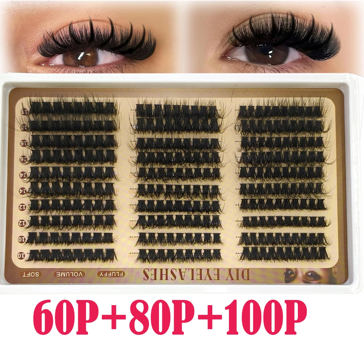 30rows DIY Fluffy Volume Clusters Spiky Cluster Lashes Mixed Styles Lash Clusters Las Hes Fluffy Individual Eyelashes Extension