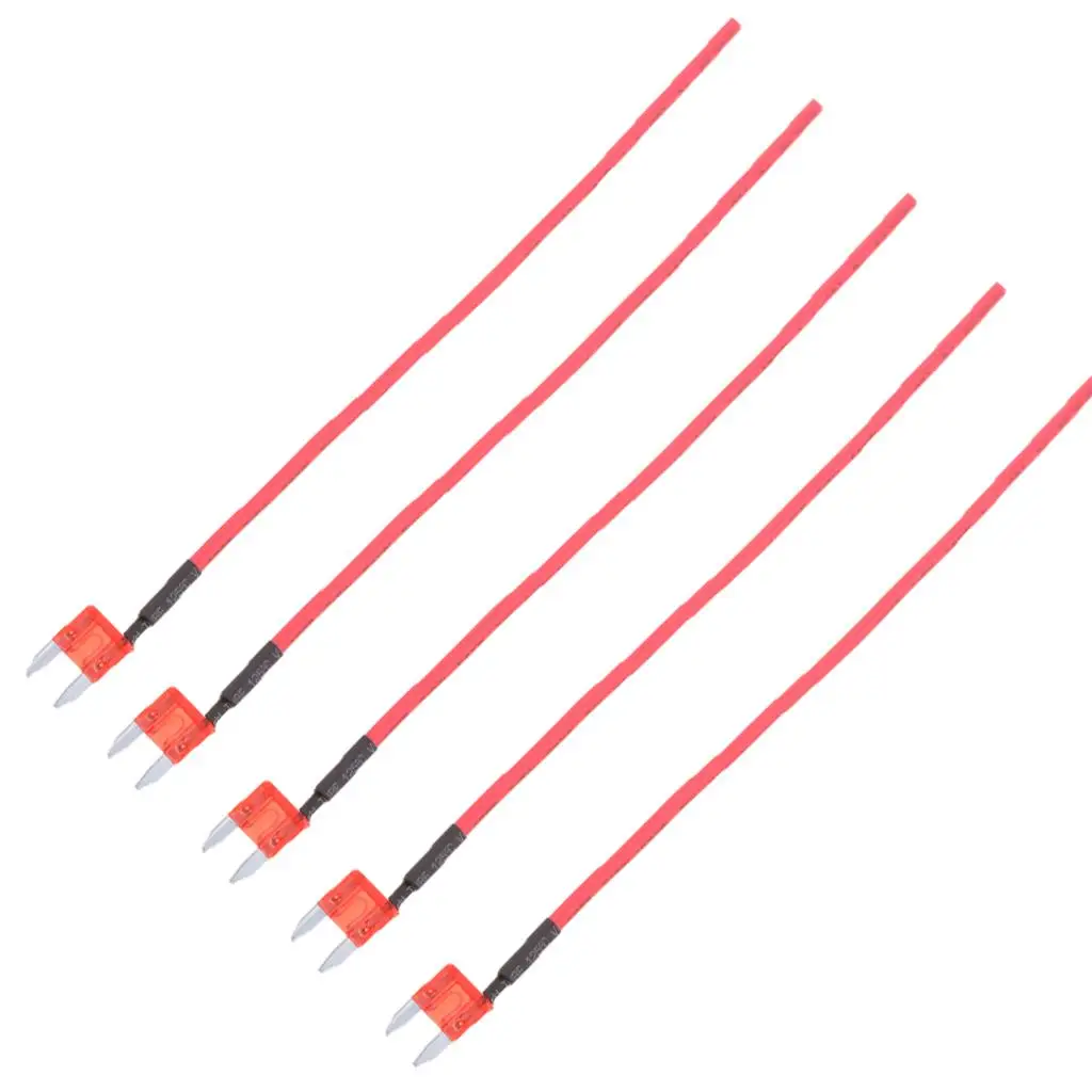 5 قطع سيارة RV قارب 10A 32V ATM/APM فيوز نمط شفرة متوسطة مع سلك 16AWG #1