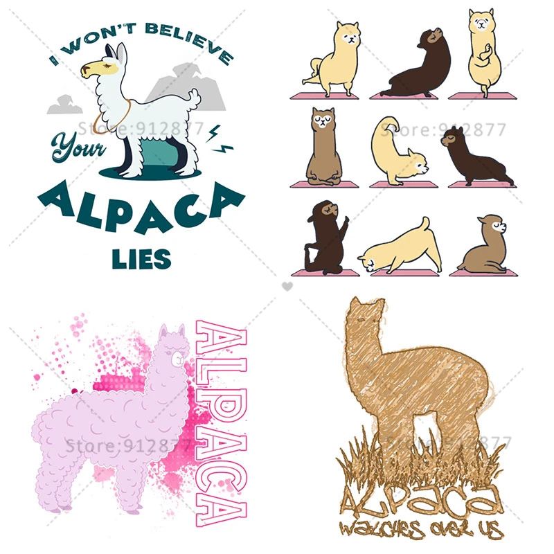 Custom Iron on Decals Alpaca Watches Over Us Alpaca Winning Team Yoga Love Animals Lover Pets DTF Print