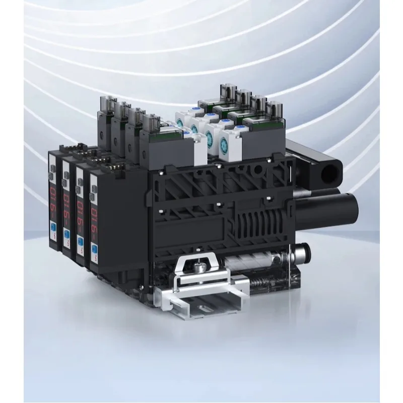Integrated external muffler vacuum generator with digital display