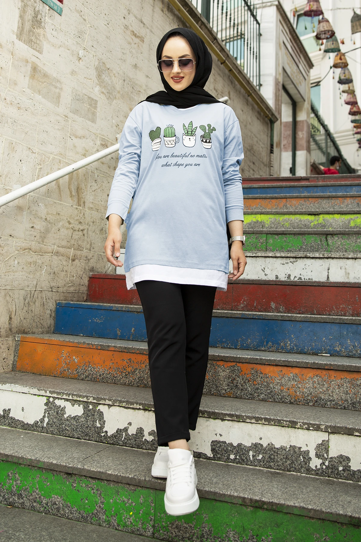 

Printed Sweat Tunik NY Bebe Blue