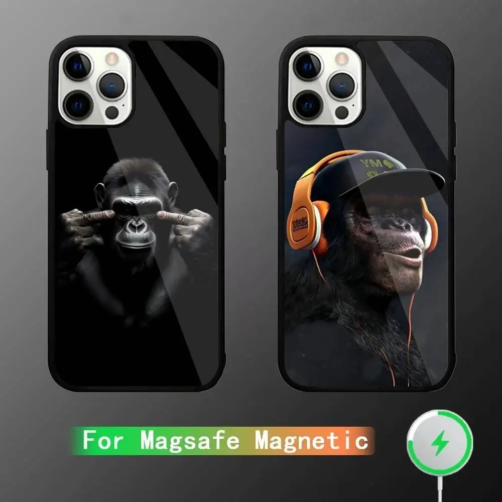 

Monkey Gorilla Art Design Phone Case For iPhone 16,15,14,13,12,11,Pro,Max,Plus,Mini,SE New Magsafe Magnetic Wireless Charging