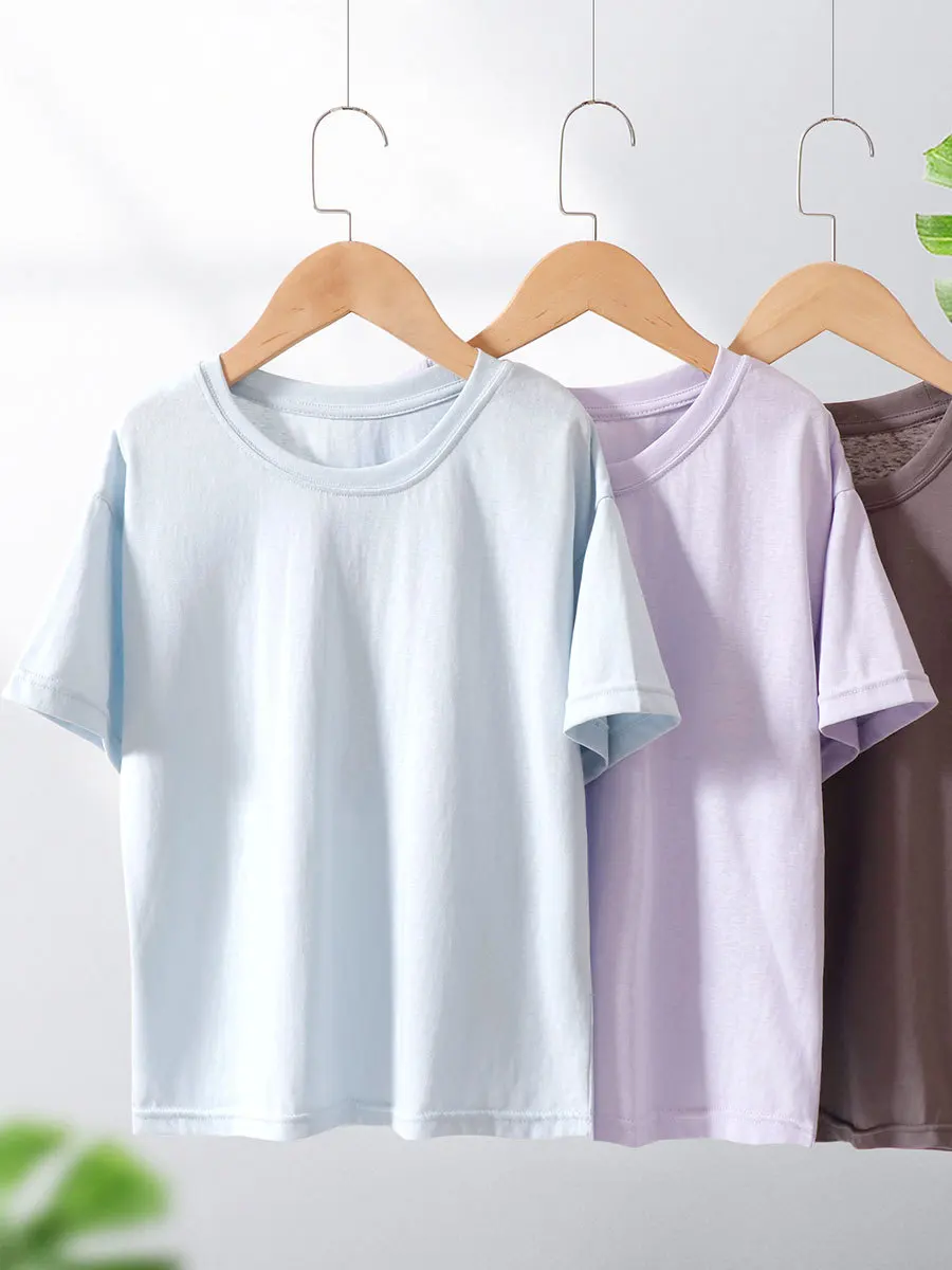 new delivery summer children kids baby solid shirt 3-18y students girl boy clothes 65%cotton bottoming top clothes 110-180