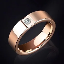 Business Style Mens Rings Plated Rose Gold Inlaid Diamonds Gloss Light Luxury Simple Design Banquet Jewelry