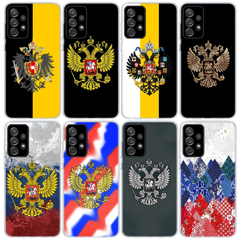 Russia Flag coat of arms Phone Case For Samsung Galaxy A15 A14 A13 A12 A55 A54 A53 A52 A35 A34 A33 A32 A25 A24 A23 A22 A04S A03S