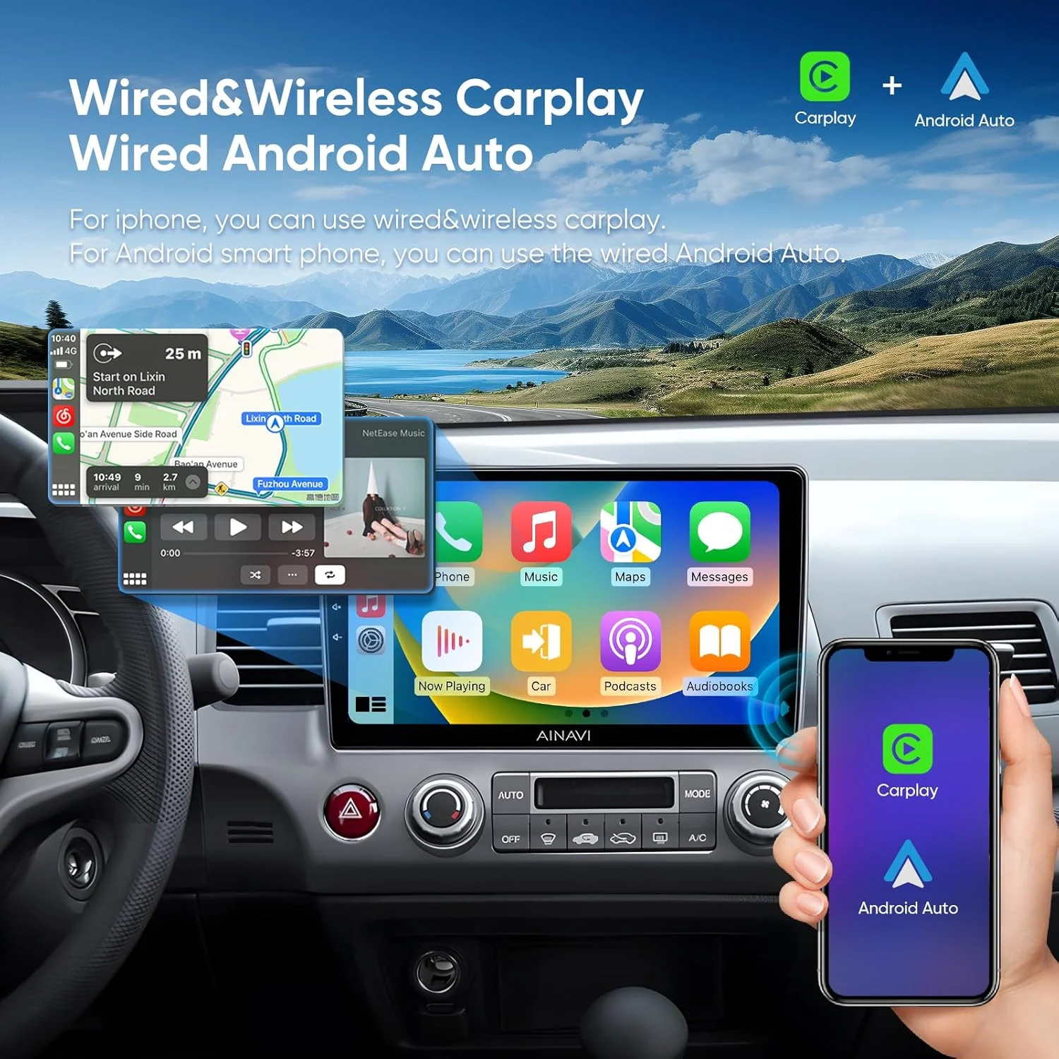 Android 14 Multimedia Player para Carro, Unidade Principal de Rádio Auto Estéreo, Navegação Carplay, Peugeot 107, Toyota Aygo, Citroen C1, 2005-2014