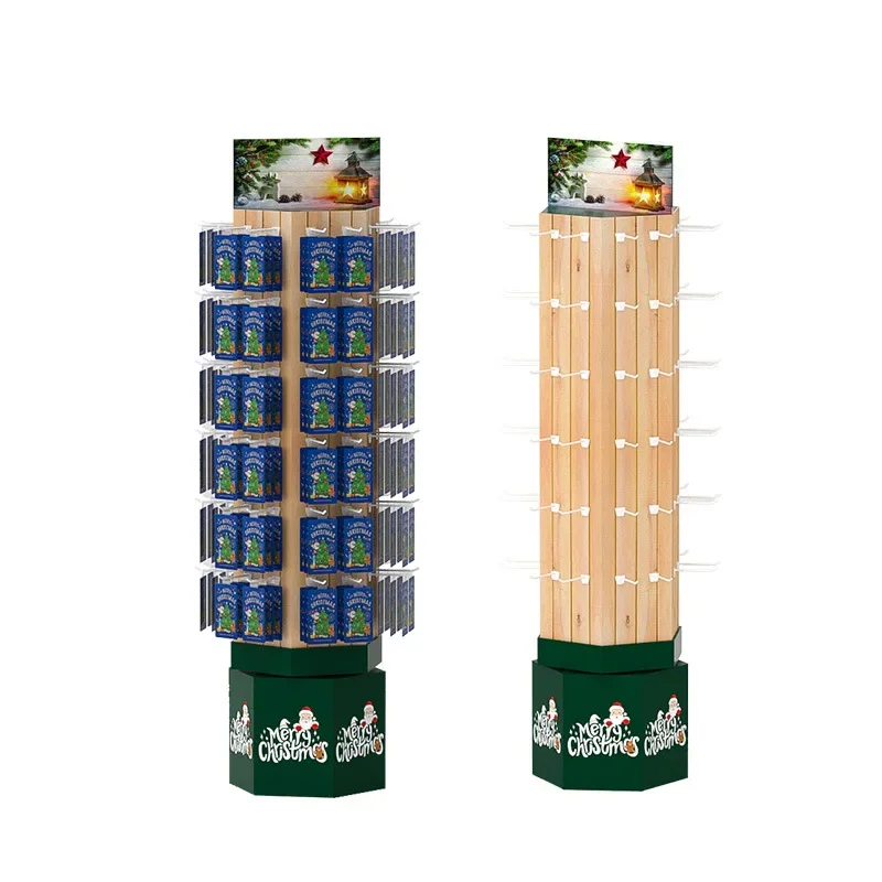 Export Christmas and Halloween gift rotating display stand, pre-packaged hook rotating lead brand corrugated display stand