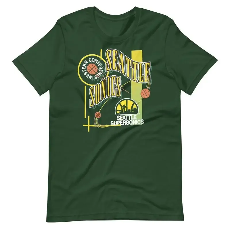 Seattle Supersonics Vtg Retro Design Basketball 90S T Shirt