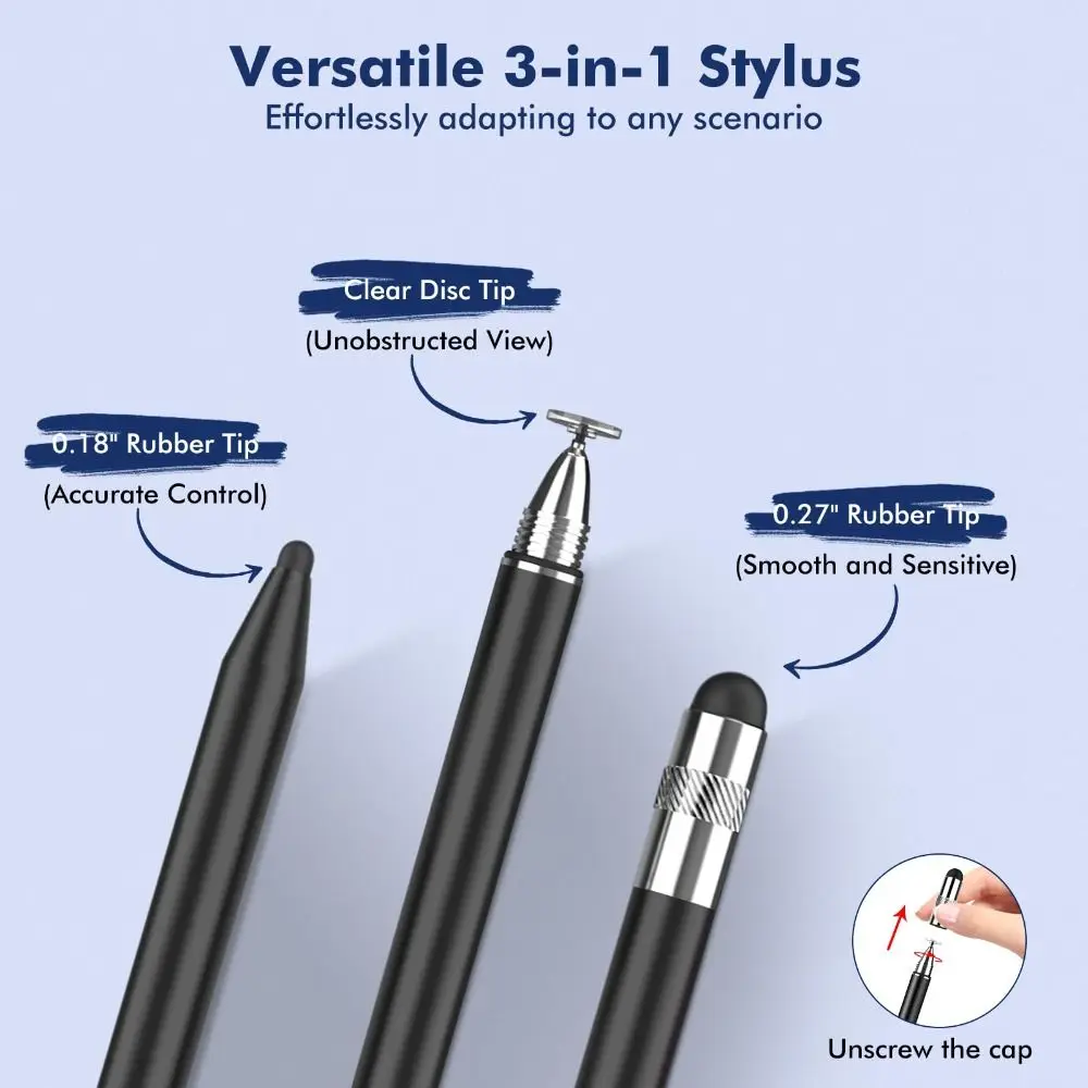 New 3-in-1 Stylus Pen High Sensitivity Metal Touch Screen Pen No Bluetooth Universal Capacitive Touch Pencil