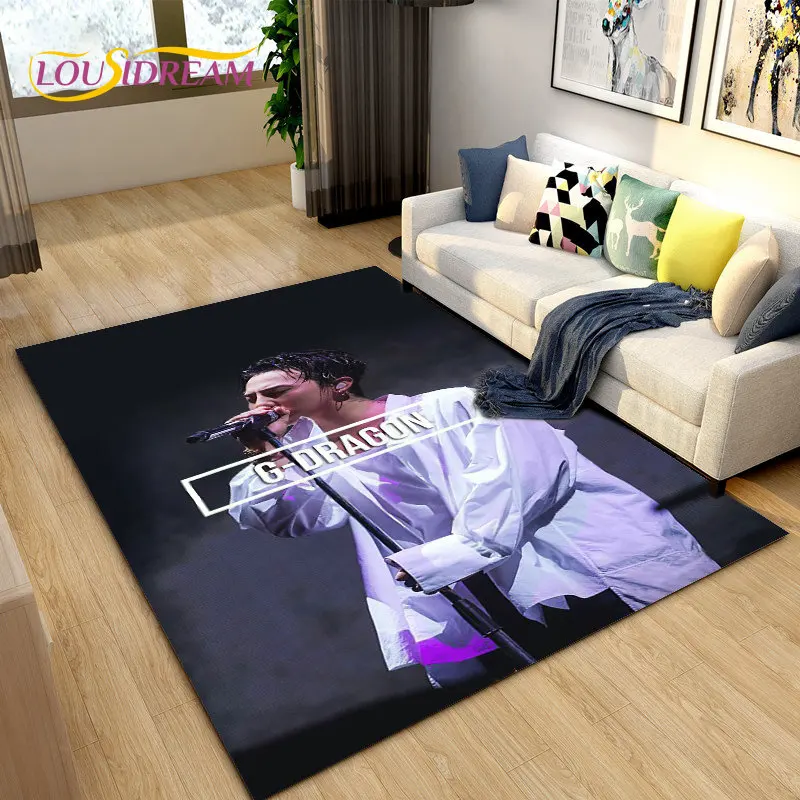 3D Kpop Bigbang Pop Art Singer Area tappeto grande, tappeto tappeto per soggiorno camera da letto divano zerbino decorazione, tappetino antiscivolo per bambini