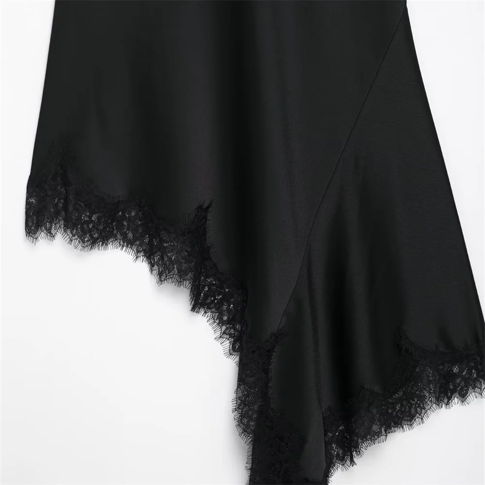 UNIZERA 2025 new women's casual fashion design with European and American style lace and satin texture dress