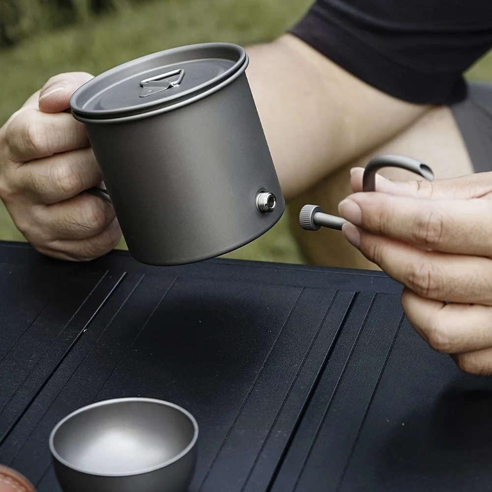 

ABUP-Gooseneck Tea Kettle Pure Titanium Coffee Kettle With Folding Handle For Travel& Camping