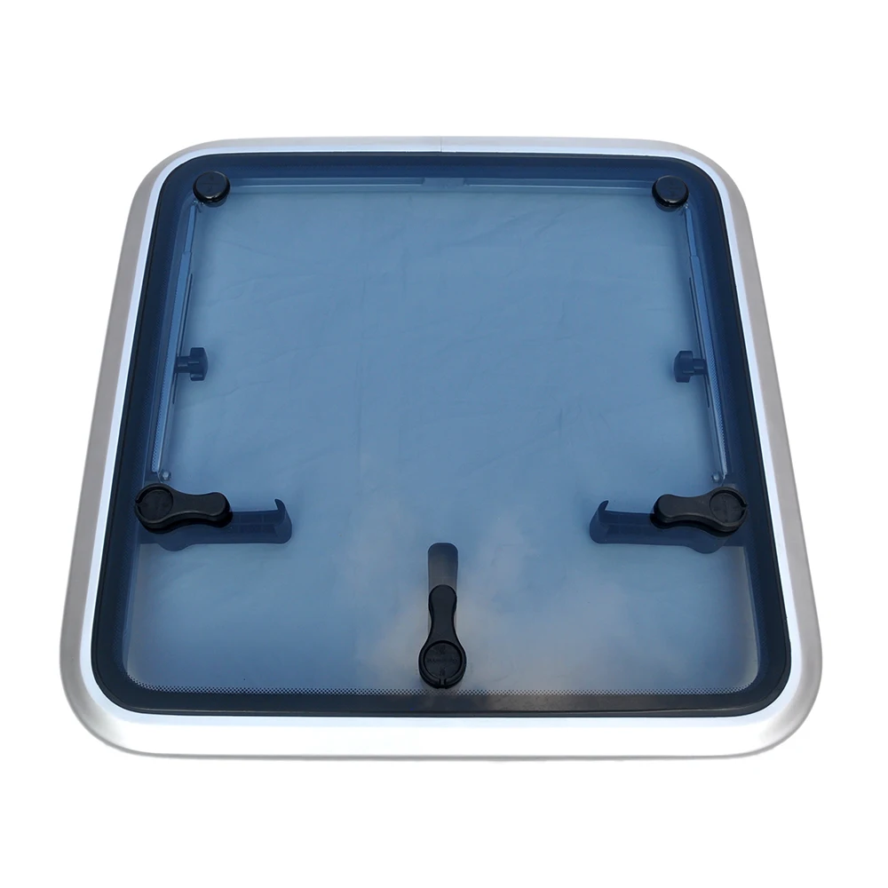 675mm O.D Silvery Aluminum and Glass Square Hatch Hinges with Safety Glass for Boat Yacht Roof Marine Supplies