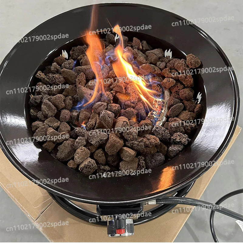 19 21 Inch Portable Outdoor Gas Fire Pit With Grill Grid And Volcanic Stones Adjustable Flame For Patio Backyard Heating