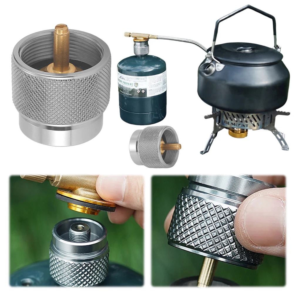 Adaptador de estufa de Camping, cabezal de conversión de quemador de Gas de larga duración, válvula de propano, adaptador de recipiente de cilindro, equipo de Camping