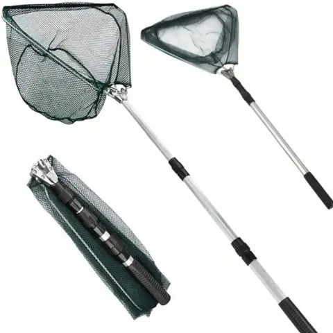 1Ultra-lightweight Foldable Fishing Net - Durable Aluminum Alloy Telescopic Handle - Ideal for Any Fishing Adventure - Essential