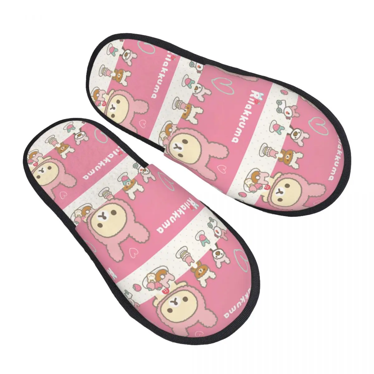 

Розовые домашние тапочки Rilakkuma с героями мультфильмов, домашние уютные домашние меховые тапочки, нескользящие шлепанцы