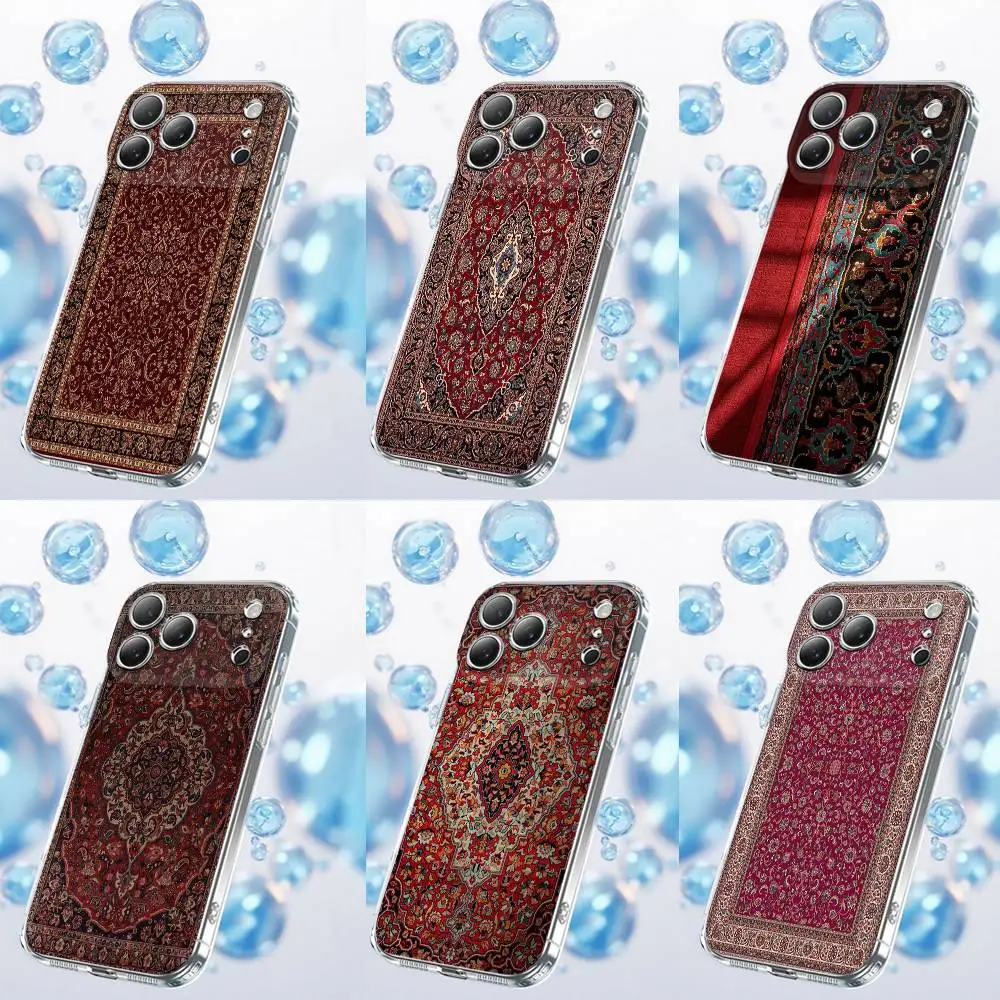 

Arab Persian Carpet Floral Painting Phone Case For iPhone 17,16,15,14,13,12,11 Plus,Pro,Max,Plus,E,SE4,Air,Mini Transparent