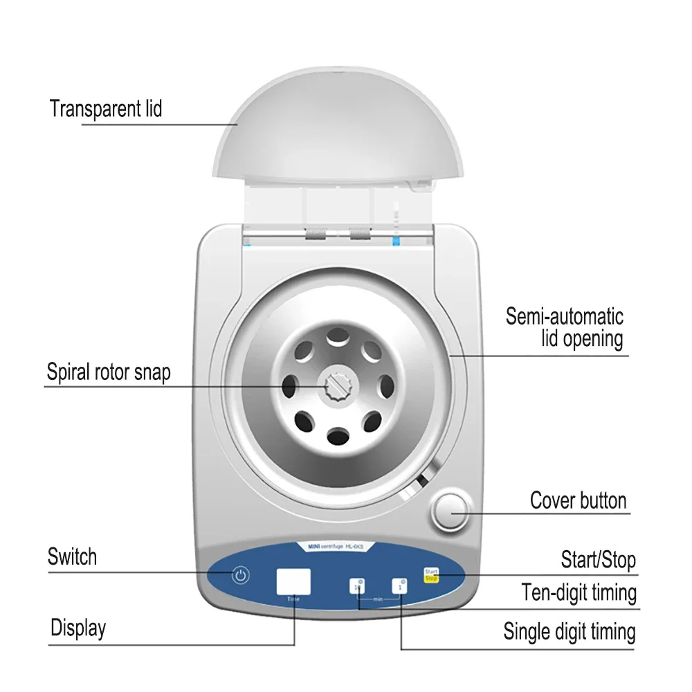 HAIJU LAB HL-8KS Por Mini Centrifuge Small Portable Laboratory Centrifuge for Centrifuge Tube Experiment Use