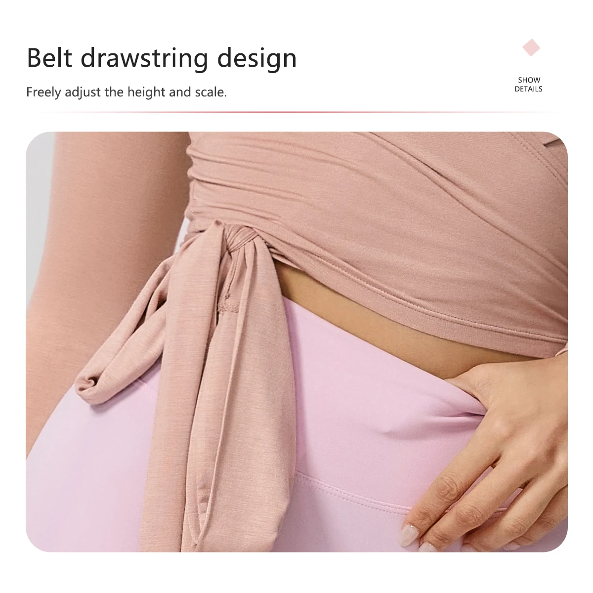 Neues Sommer-Damen-Yoga-Langarm-Einteiler-Oberteil mit Trägern – Premium-Ballett-Wrap-Top für Damen – Sport-Top für das Training – Detail 7