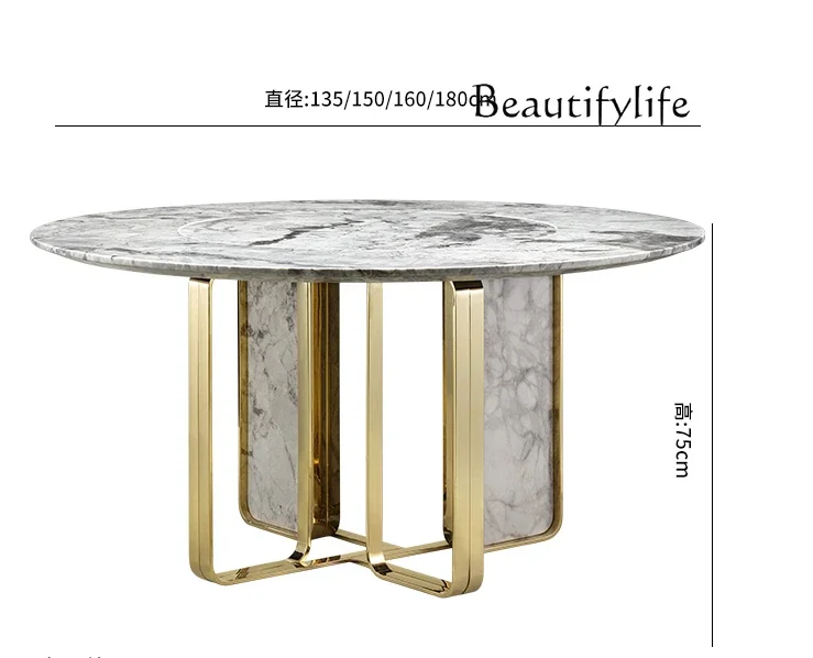 Natural Marble Luxury Stone round Table Turntable Design Coffee Table room decoration accessories