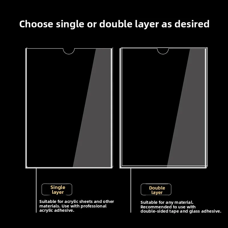 Acrylic Picture Frame Wall Mounted Document Display Slot Modern Simple Style Long Rectangle Customizable No Picture Included