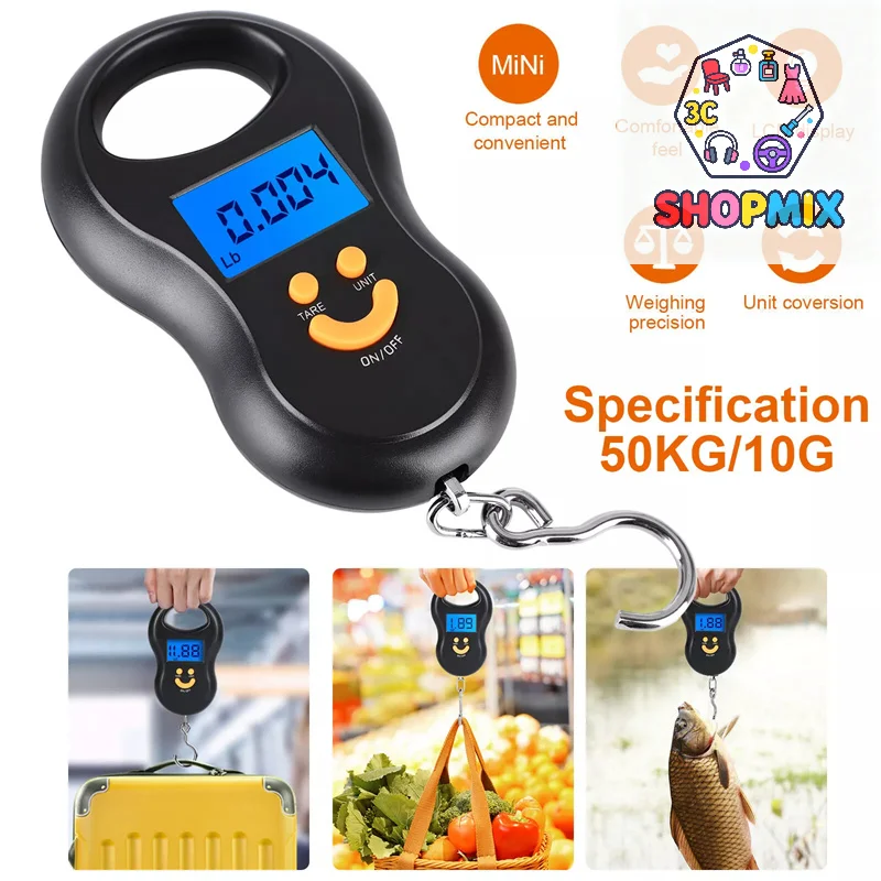 Electronic 50Kg 10g Hanging Scale LCD Kitchen Digital Scale BackLight Fishing Weights Pocket Scale Travel Luggage Scales