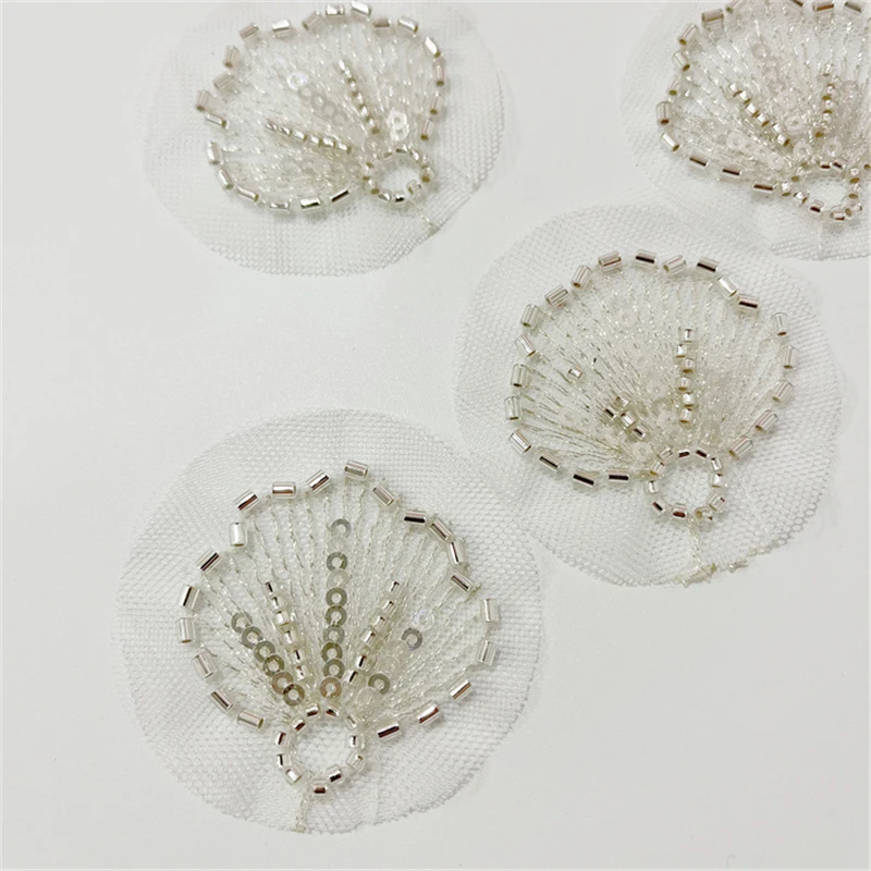 1Pc Mermaid Shell Patches Sew on Beaded Repair For Clothing Applique