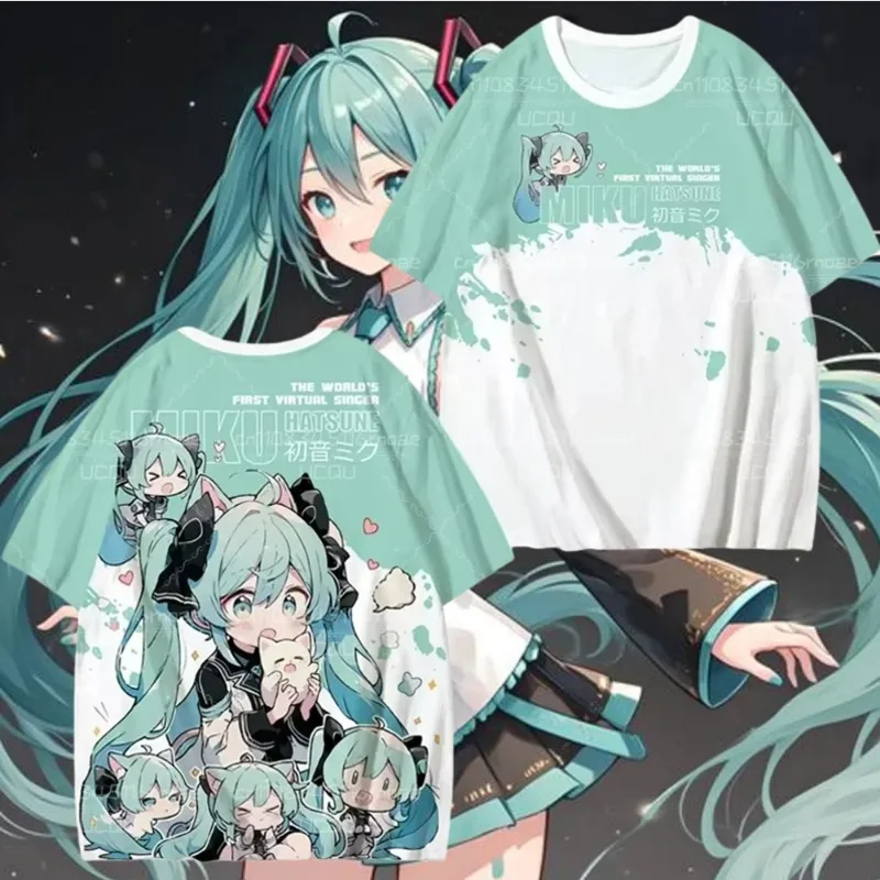 

Hatsune Miku 3D Printed Women's Anime Short Sleeve T-shirt Summer Casual Fashion Short Sleeve Y2K T-shirt Role Playing Clothing