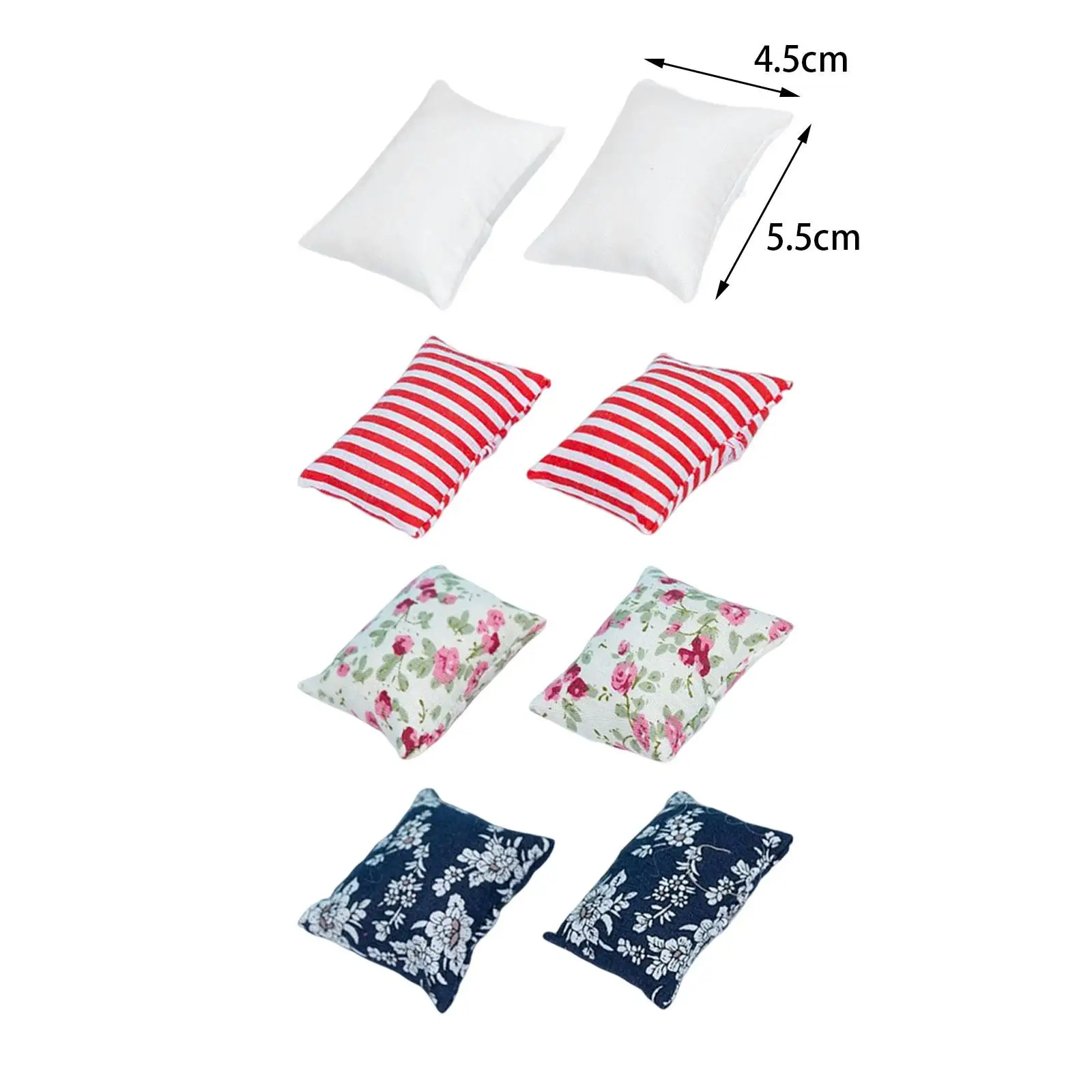 8 pezzi 1:12 cuscino per casa delle bambole, micro paesaggio divano letto accessori modello giocattolo,