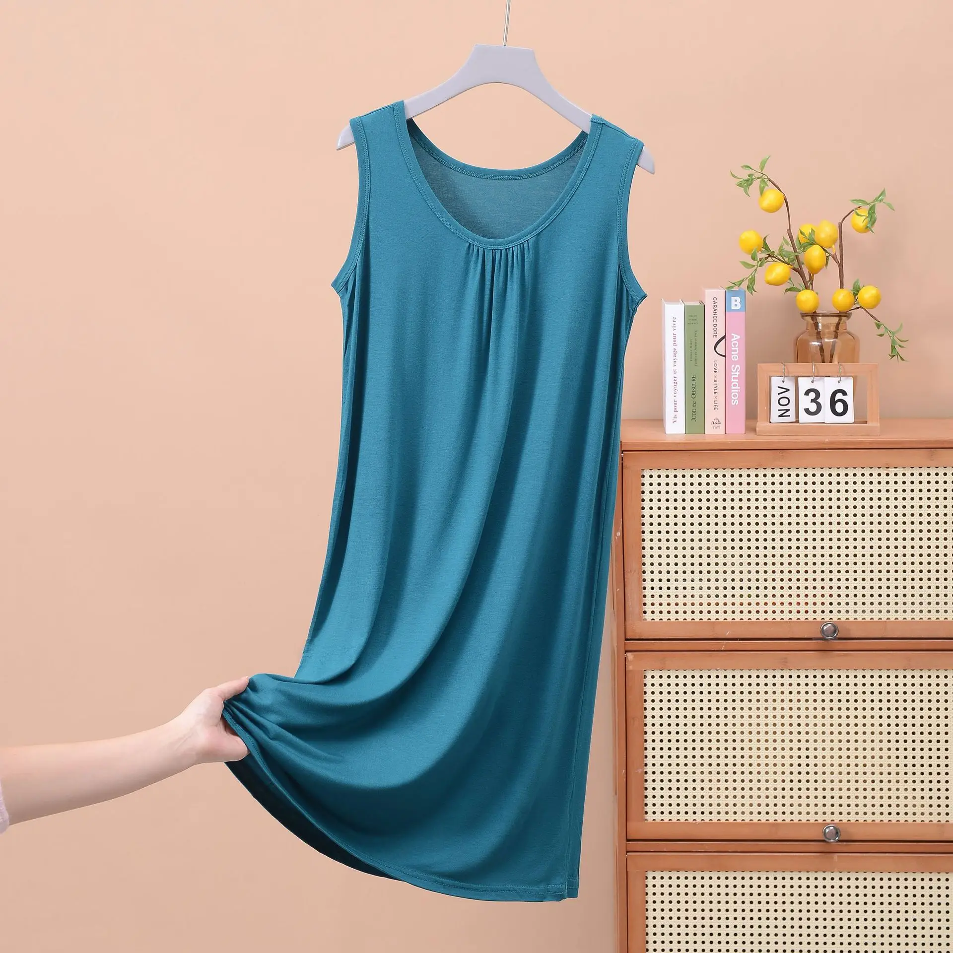 Camisón sin mangas de Modal de talla grande XL a 8XL, vestido sin mangas de verano para mujer, camisola holgada, vestidos cómodos