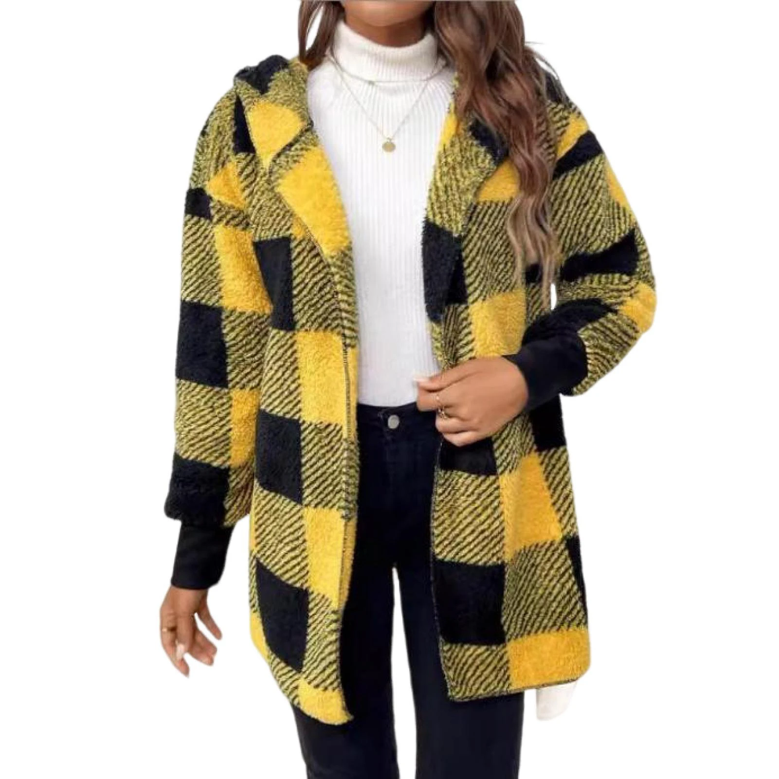 

Женские повседневные однотонные пальто с отложным воротником, Свободный кардиган с длинным рукавом, теплый длинный флисовый свитер, куртки для женщин, chaquetas