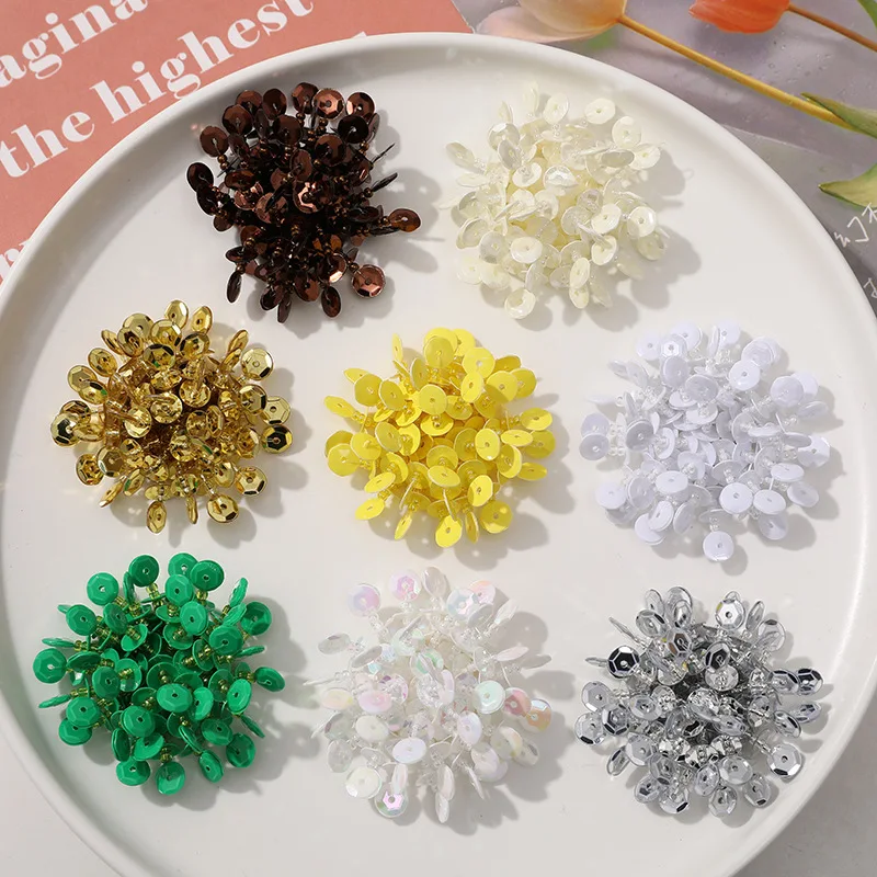 Sweet Cool Sequin Seed Bead Scattered Flower Shoe Charms for Clogs DIY Handmade Fashionable Accessory Beaded Buckle
