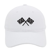 New Racing Flag Embroidered Baseball Cap Black and White Double Flag Cotton Soft Top Duckbill Hat for Men Outdoor Sun Shading