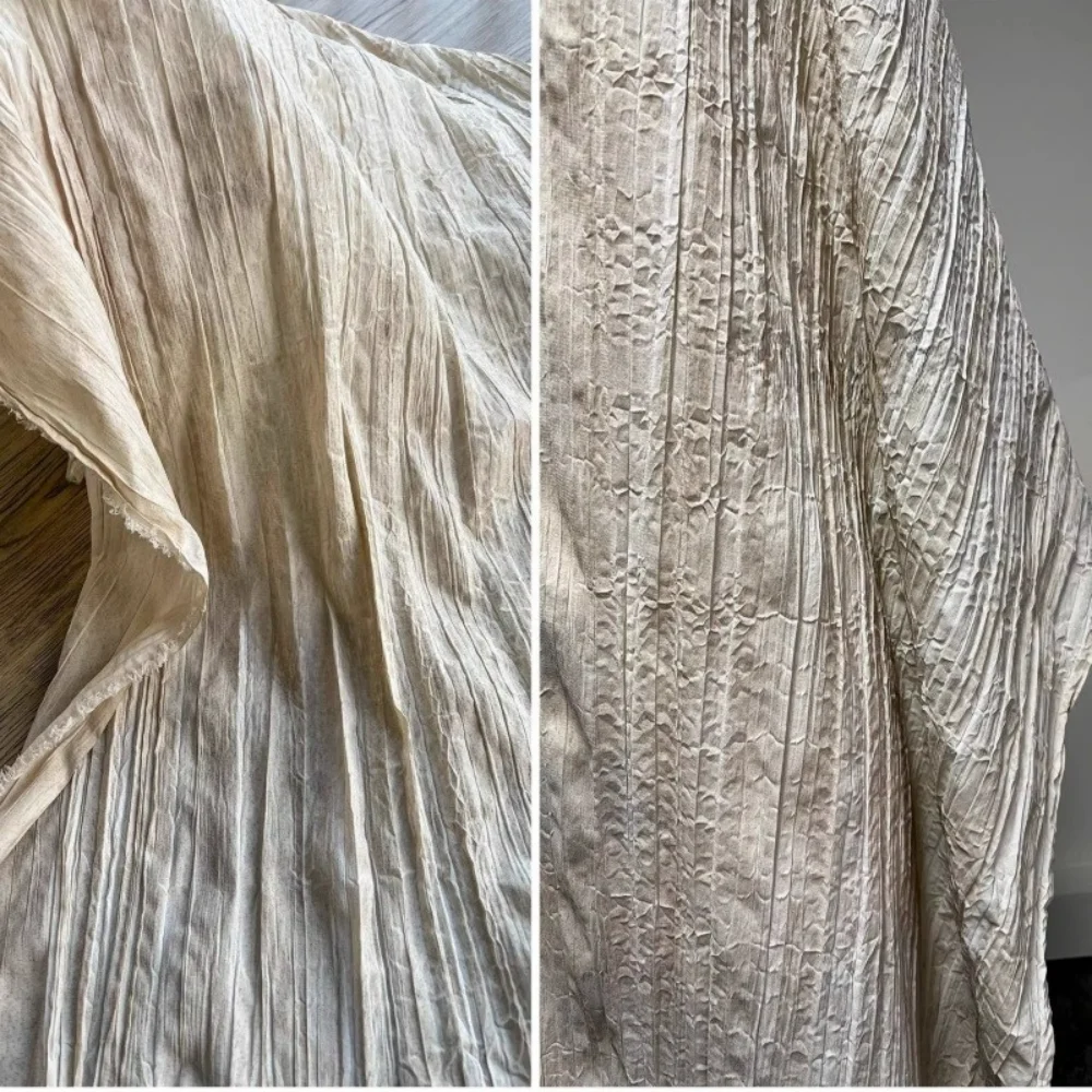 

Cotton Fabric Raw Color Pleated Texture Dress Designer Wholesale Cloth Diy Apparel Sewing Fabric Material