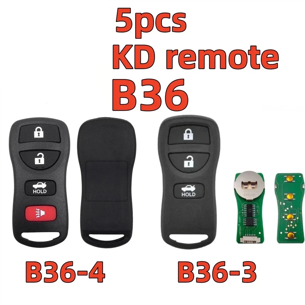 5pcs KD B36 B36-3 B36-4 Universal Remote Key 3/4 Buttons KEYDIY Car Key for KD900/KD-MAX/KD-X2 MINI KD Max Key Programmer