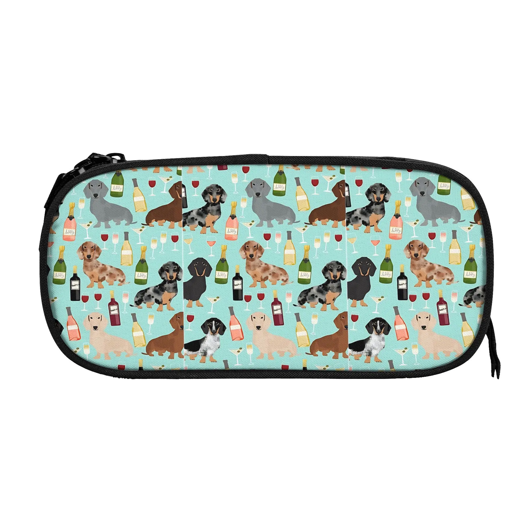 estojo-de-lapis-com-estampa-de-caes-da-raca-dachshund-elegante-com-tema-de-vinho-e-coqueteis-para-adolescentes-e-escritorio