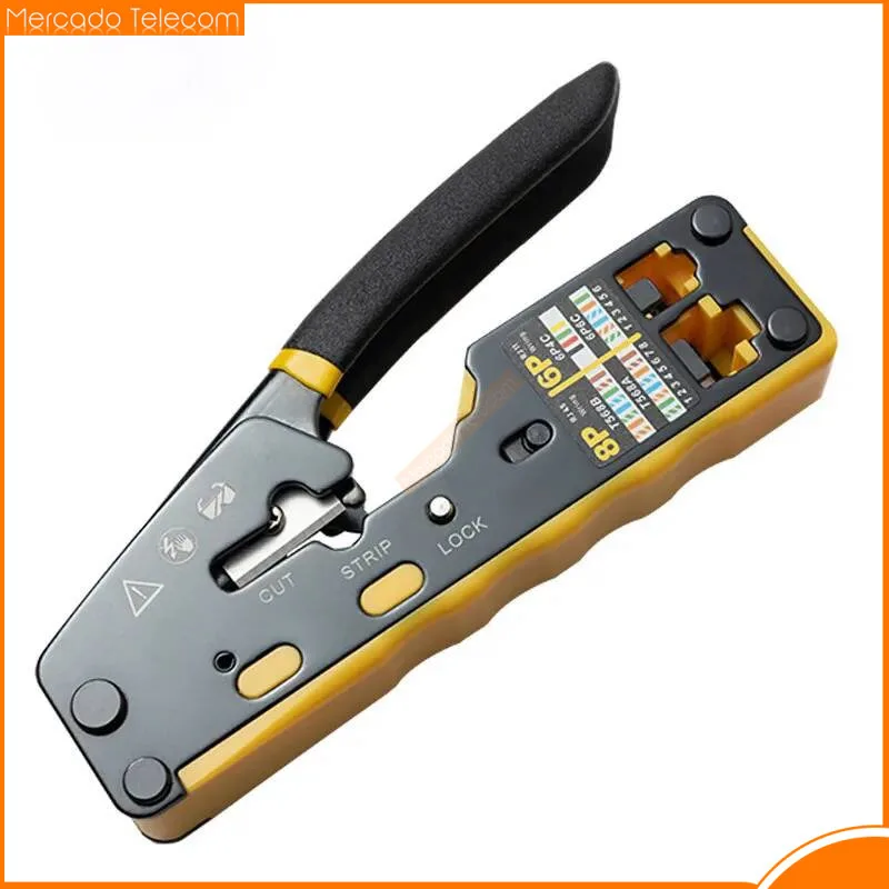 RJ45 Cable Crimping Pliers Crimp Tool Pass Through Ethernet Crimping Tool for Cat6 Cat5 Cat5e RJ45 Connectors Wire Stripper
