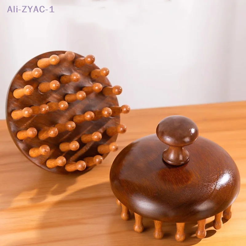 

{Summer2} Расческа для массажа кожи головы из натурального сандалового дерева с круглыми зубами, многофункциональный массажер для древесной терапии, инструменты для соскабливания тела Гуаша