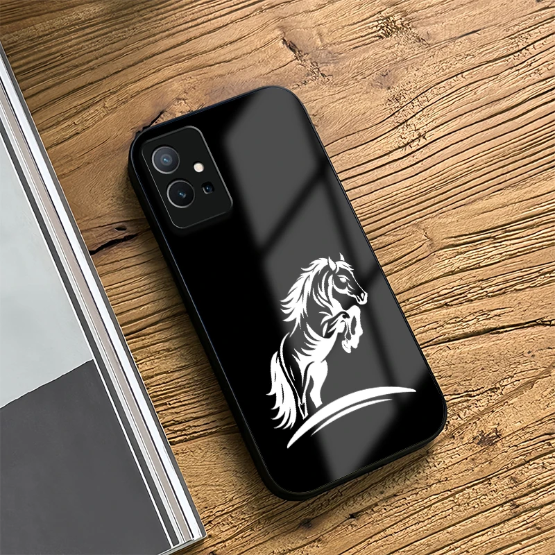 Phone Case For Vivo Y55 5G Y53S Y35 Plus Y33 Y33S Y52T Y52 Y51A Y51 Y50 Y39 Y36 Fashion Horse Print Shockproof Glass Cover view 6
